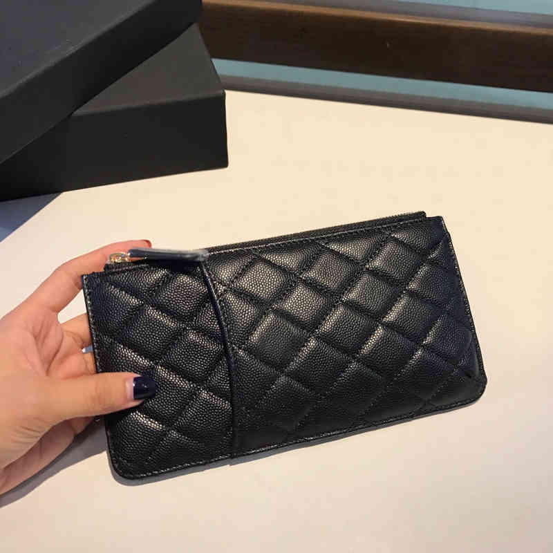 

new high classics customized luxury women's purse caviar real leather leisure fashion card cardholder's diamond bag, Black