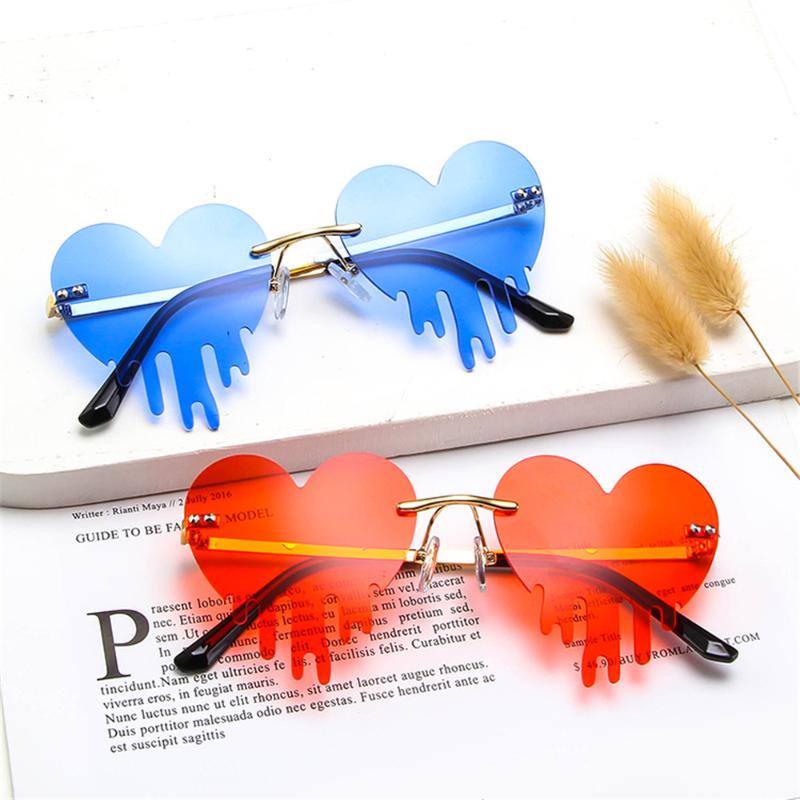

Sunglasses 1PC Unisex Fashion Heart Rimless Tears Shape Steampunk Sun Glasses Unique Funny Eyewear Vintage UV400 Shades Goggles, White;black