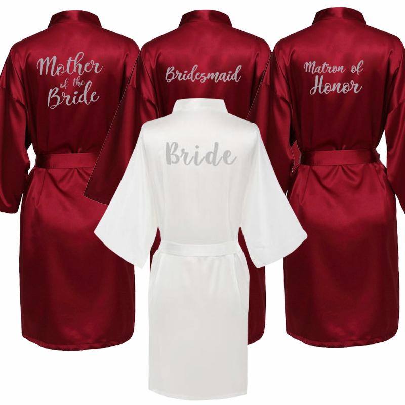 

Women' Sleepwear Burgundy Bride Bridesmaid Robe Mother Sister Of The Wedding Gift Bathrobe Kimono Satin Robes 001Women, As the photo show