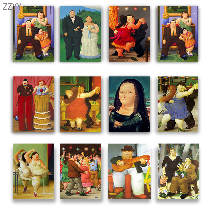 

Fernando Botero Famous Canvas Oil Painting Fat Couple Dancing Poster and Print Wall Art Picture for Livin Room Home Decoration