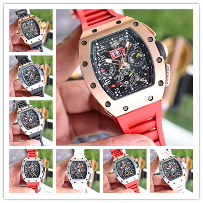 

KV Montre de luxe luxury watch men watches 7750 Chronograph automatic mechanical movement carbon steel case Rubber strap Wristwatches waterproof, As picture