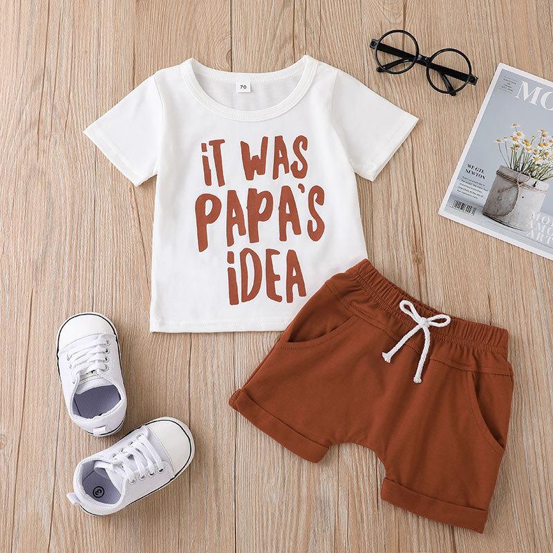 

Clothing Sets Summer Baby Clothes Short Sleeve O Neck Letter Brown Cute 3 Piece Designer Casual Girls 0-2TClothing