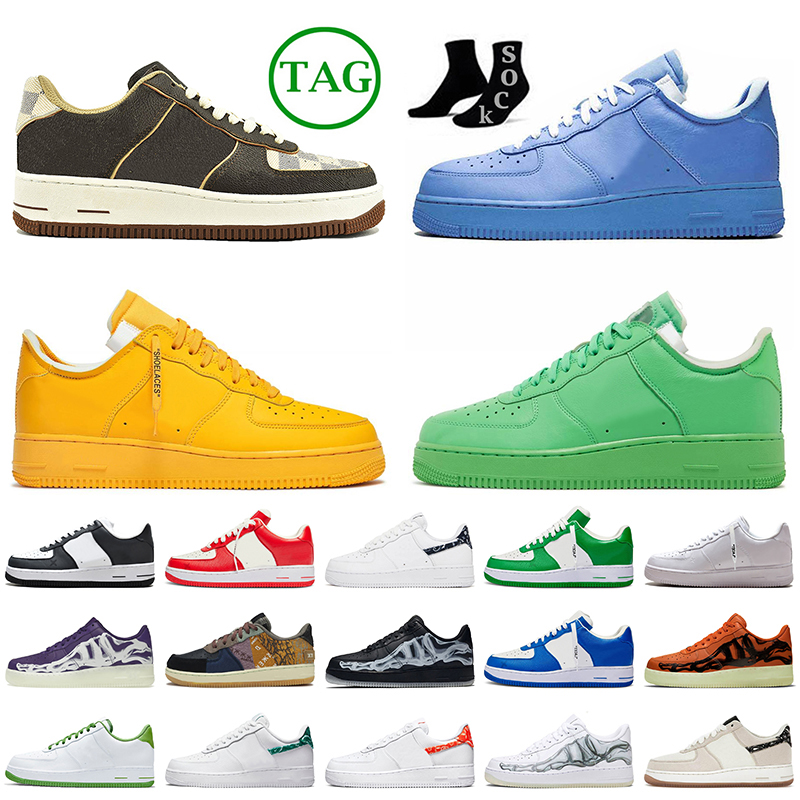 

Printing Brown AF1s Casual Designer Shoes Offs White Black MCA Blue Light Green Spark AirForces 1 Comet Red Purple Skeleton Paisley Orange Chlorophyll Sneakers, B56 sup black 36-45