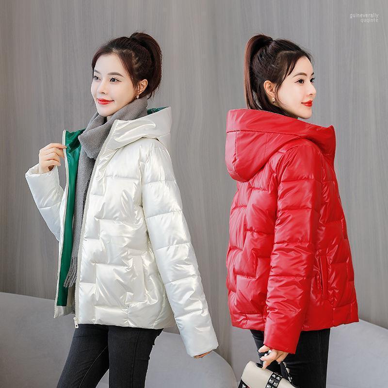 

Women's Down & Parkas Winter Padded Jacket Women Short 2022 Loose Hooded Shiny Disposable Guin22, Beige