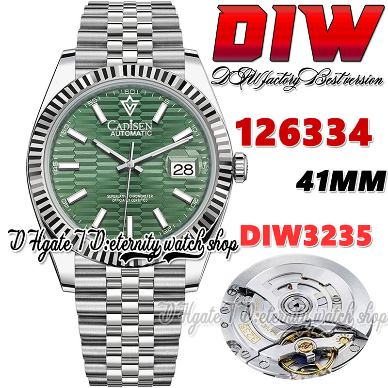 

DIW diw126334 SA3235 Automatic Mens Watch 41MM Fluted Bezel Mint Green Dial Stick Markers 904L Stainless Bracelet With Same Serial Warranty Card eternity Watches, Watch waterproof cost