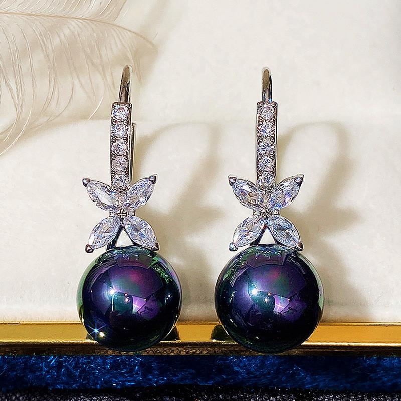 

Dangle & Chandelier Light Luxury Imitation Pearl Women's Earrings Inlaid White CZ Princess Jewelry Cocktail Party AccessoriesDangle