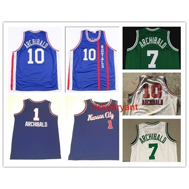 

Nc01 basketball jersey college Cincinnati Nate 10 Archibald throwback jersey mesh stitched embroidery 7 Archibald green custom size -5XL, Red