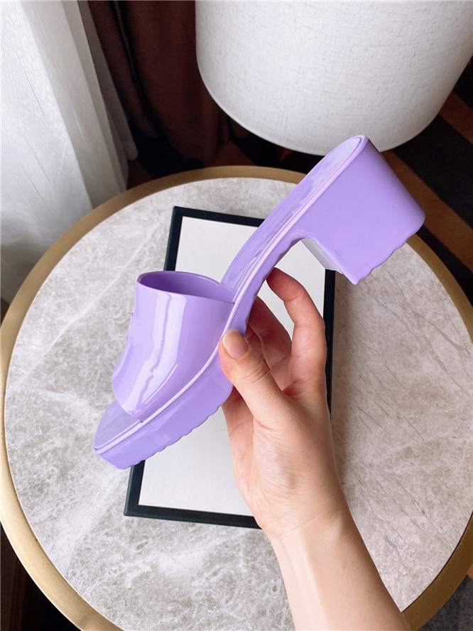 Designer High Heel Platform Rubber Slippers Open Toe Outdoor Casual Slippers Beach Sandals Summer flipflops Jelly Shoes Women Pumps Ladies with d