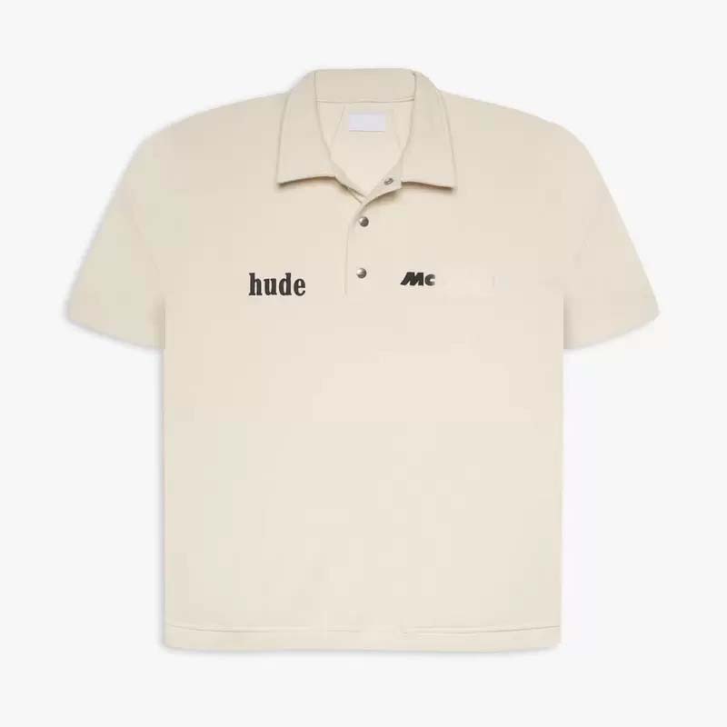 

22SS Racing Logo Embroidery Polo Oversize T shirt High Street Short Sleeve Tee Couple Women Mens Fashion Shirts, Apricot