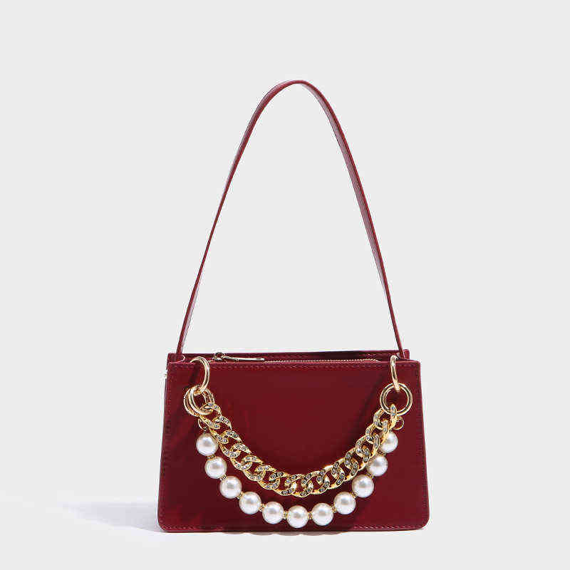 

Red Mixed Bag Single Shoulder Women's Underarm Niche Design Menger