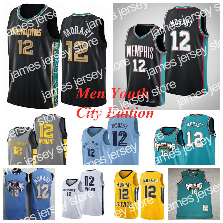 

New Memphis's Grizzlies's Ja Morant 12 Basketball Jerseys Men Kid Green White 10 Bibby 50 Reeves Jersey Youth Mitchell & Ness NCAA Edition City, As photo