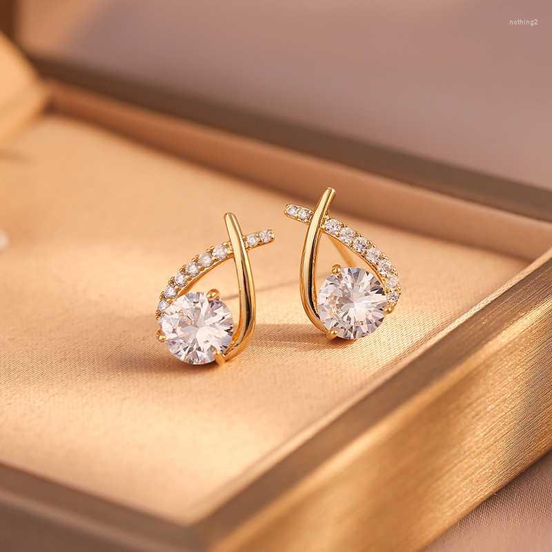 

Backs Earrings Clip-on & Screw Back Cross Diamond Clip High-end Exquisite Luxury Without Ear Holes Hanging Stud Party Wedding Jewelry For