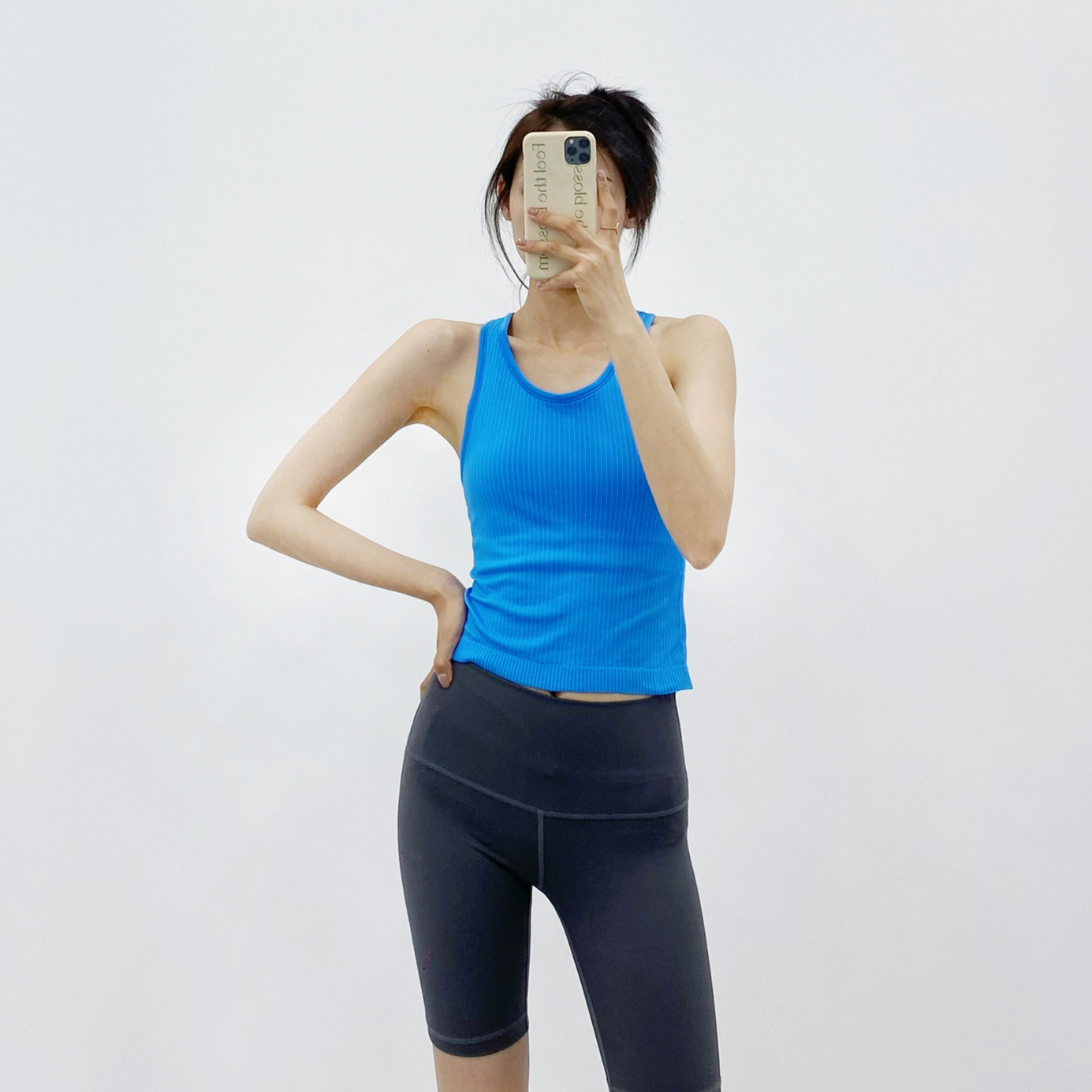 

High quality Women's classic Tanks Camis Ebb to Street Tank Cropped Top racer vest with padded chest yoga vest bra sports running fitness underwear, Sky blue