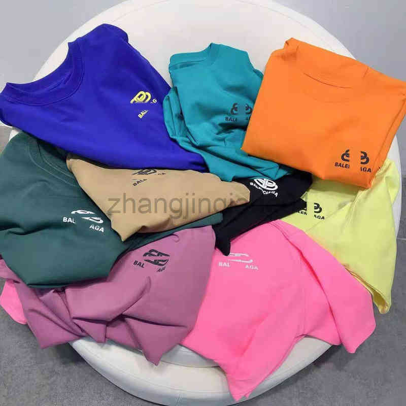 

Designer Balanciagas T Shirt Vintage Oversized Sweat Luxe Fashion Summer Brand Classic Small Buckle Print Pure Cotton Short Men And Women Loose Couple Balenciga Tee, Light blue