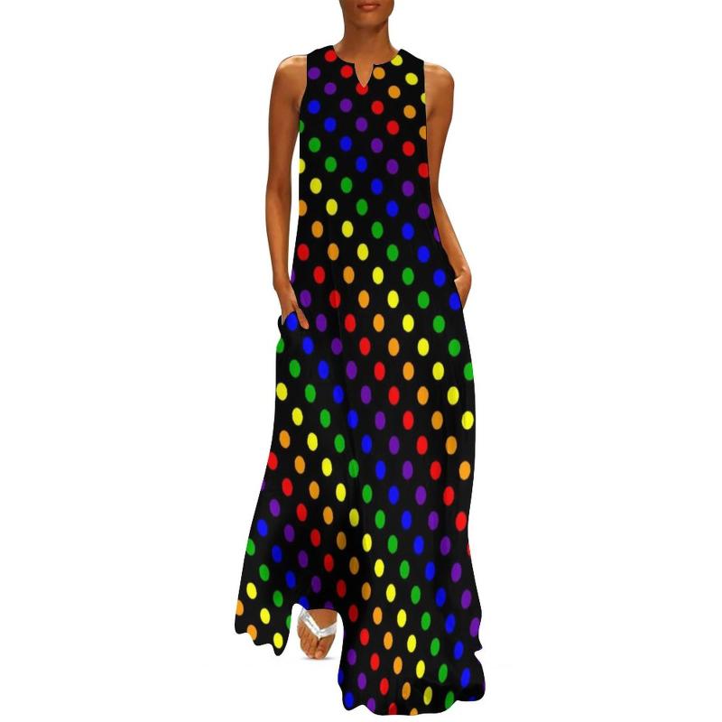 

Casual Dresses Colorful Polka Dot Print Dress Summer Rainbow Dots Bright Street Fashion Bohemia Long Ladies Beach Maxi Gift IdeaCasual, Style-19