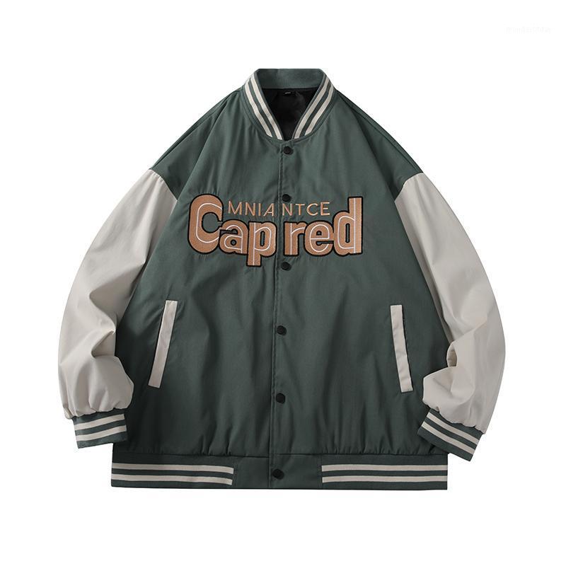 

Men' Jackets Autumn Baseball Men Patchwork Color Harajuku Casual Streetwear Bomber Jacket Male Fashion Coats, Green