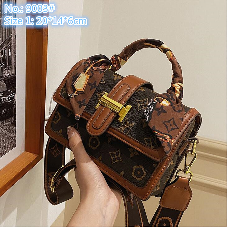 

Wholesale leathers shoulder bags street fashion printed handbag personality contrast leather backpack sweet ribbon decorative women bag, Brown2-6030#