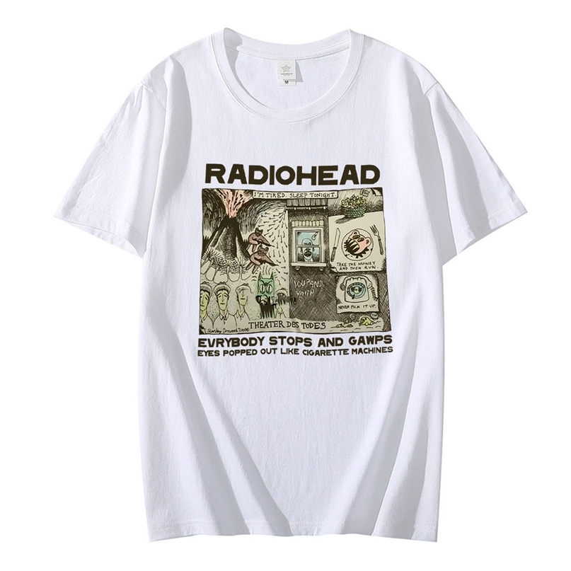 

Radiohead Vintage 2000 T Shirt Hip Hop Rock Band Unisex Music Album Print Tshirts Mens Short Sleeve ONeck Cotton Tee Shirt 220610, Red
