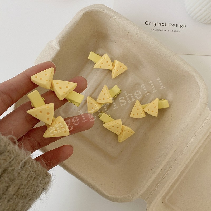 

Cute Girls Candy Color Sweet Hairpin Children Yellow Cheese Small Barrettes Headwear Hair Accessories for Women, As picture