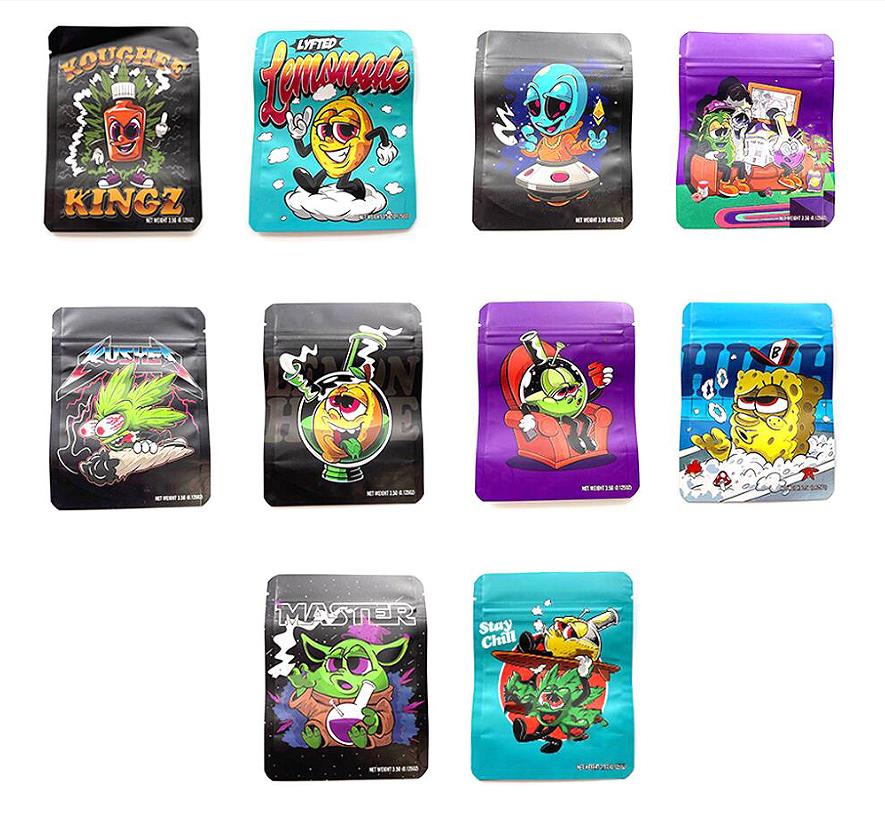 

White runty runtz bag edibles packaging PINK mylar bags 3.5 pack with zipper smell proof packing storage stand up package