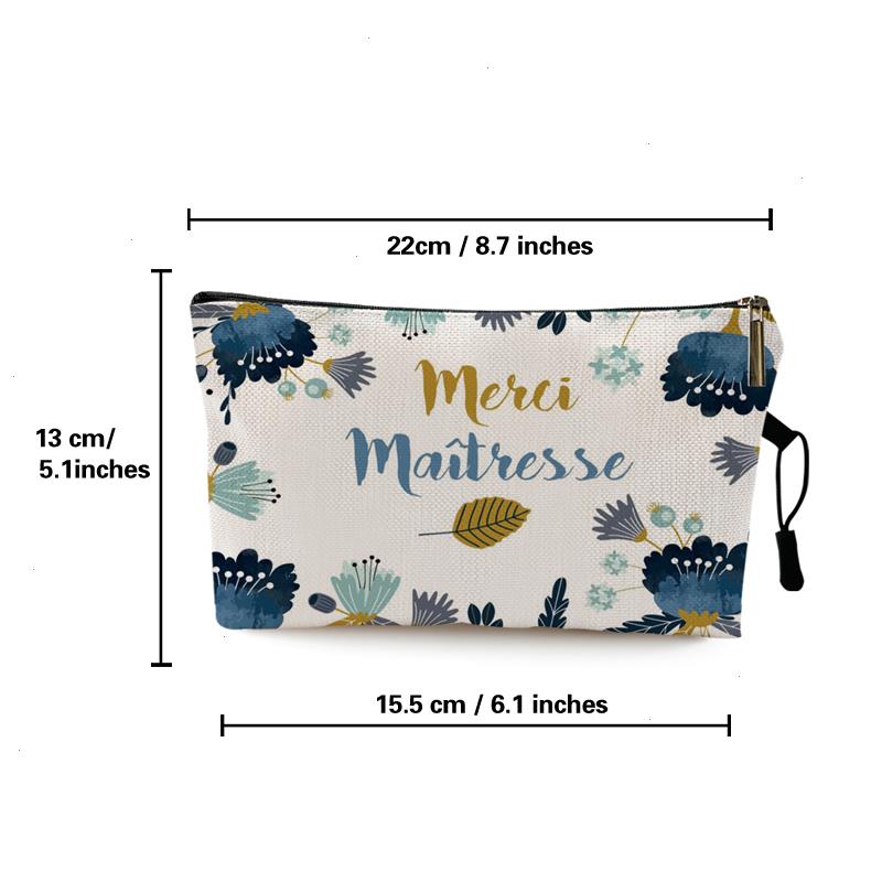

Teachers Day Graduation Cosmetic Bag Super Atsem Merci Maitresse Print Women Neceser Makeup Pouch Travel Organizer, Dark grey