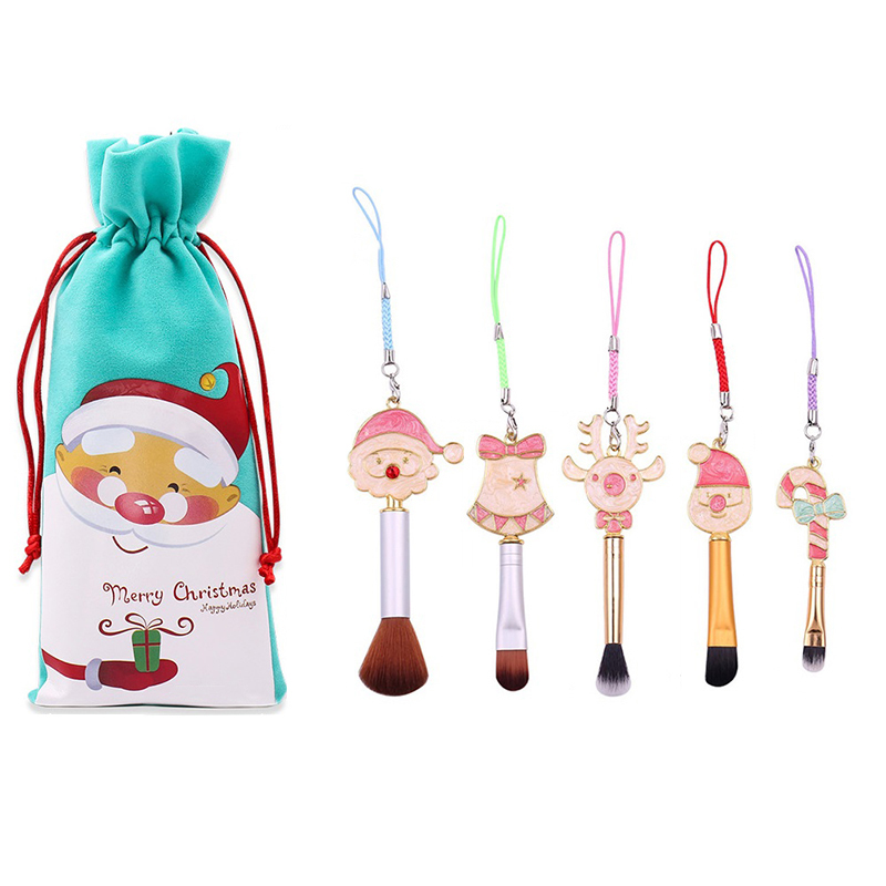 

5Pcs Christmas Makeup Brushes Tool Cosmetic Powder Eye Shadow Foundation Blending Beauty Make Up Brush Christma Gift 220722