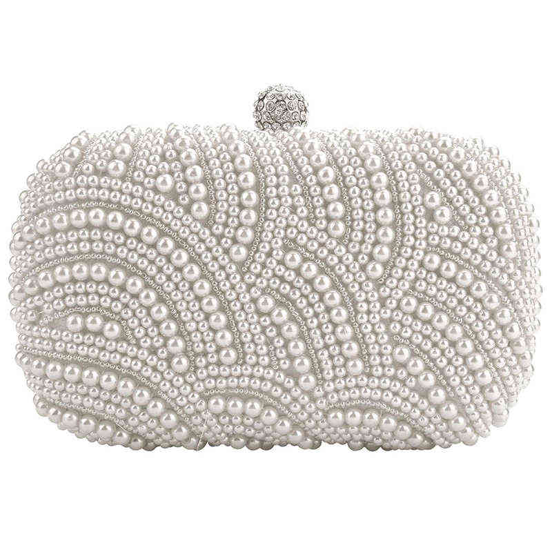 

Fashion Clutch Bag Beaded Party Bridal Handbag Wedding Evening Purse T220727, White