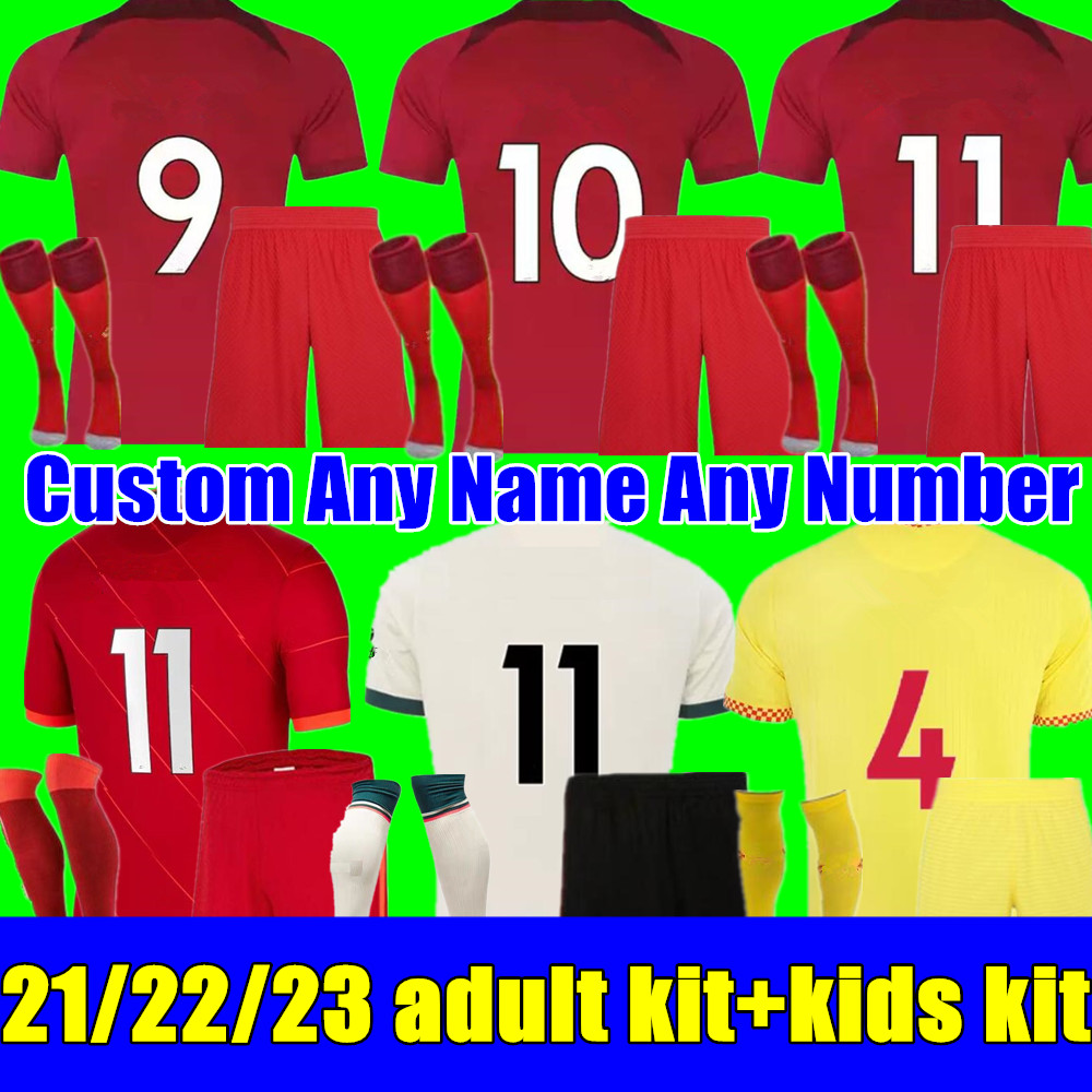 

21 22 23 season home away 3rd RED YELLOW soccer jerseys 2022 2021 2023 Mohamed Diogo Luis DIaz football shirts men kits uniforms, 22/23 home+socks