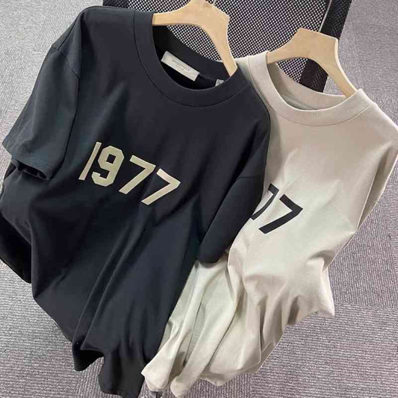 Fashion Essentials Designer t shirts Unisex Men's T-shirts of God Heavy 280g Double Thread Fog High Street Flocking 1977 Digital Short Sleev