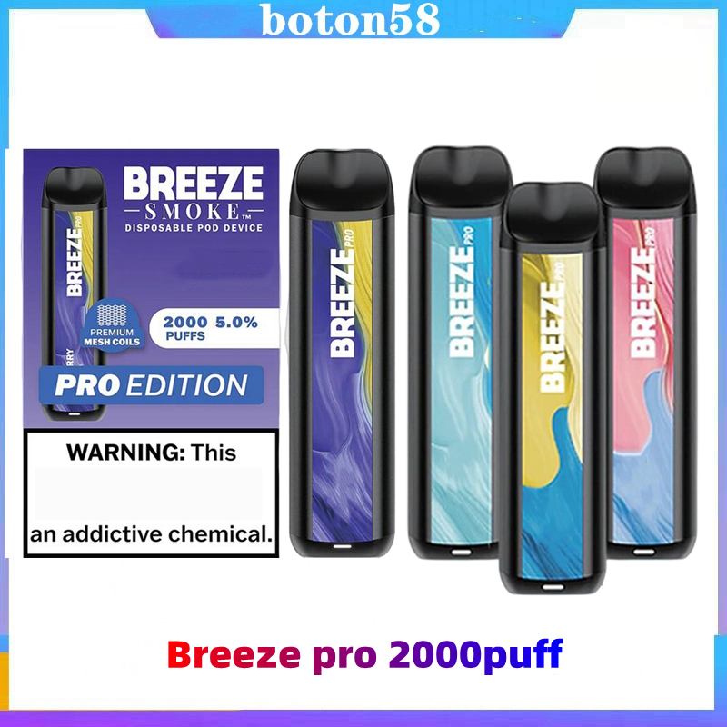 

Breeze Pro 2000puffs Disposable Cigarettes Vaping Pen 1000mAh Battery Carborizer 6ml pre-filled Pods Cartridge with 4000 4500puffs