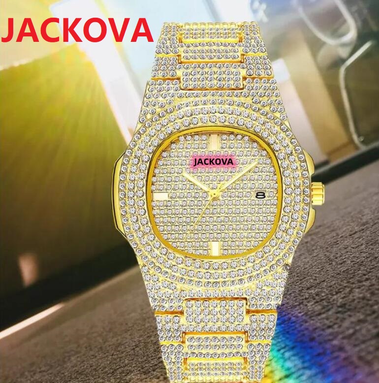 

Luxury Fashion Mens Diamonds Watch 42mm 40mm Rose Gold Calendar Bracelet Folding Clasp Famous Designer Men Watches, As pic