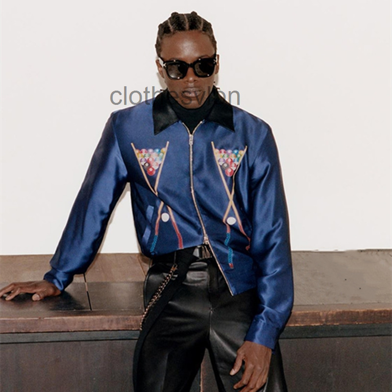 

Designer Shirts 2022 Mens Fashion Amirss Spring Summer Series Billiands Billiards Printed Silk Men's Long Sleeved Cardigan, Blue