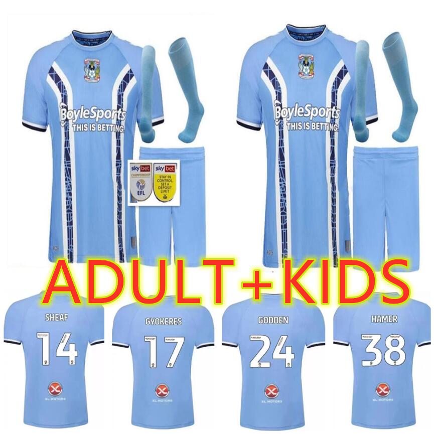 Kits pour adultes 22 23 Jersey de football de Coventry City Maillot de Foot 2022 2023 O'Hare Gyokerres Godden Hamer Football Shirts Home Men Kid