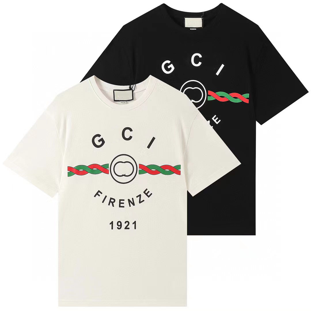 

2022 Designer Brand Women's Plus T Shirts White Black Short Sleeves Printed Casual Loose Round Neck Summer Couples Clothing Asia S-XXL