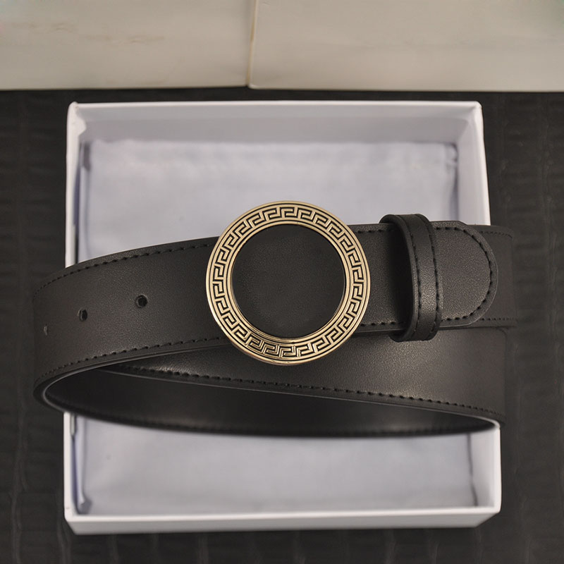 

Men Genuine Leather Smooth Buckle Belt Luxury High Quality Fancy Vintage Belt Strap Business Jeans, With box