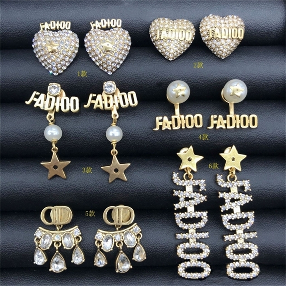 

trend 20% OFF designer jewelry D family new letters with diamond pearl earrings women's net red same S925 silver needle Earrings