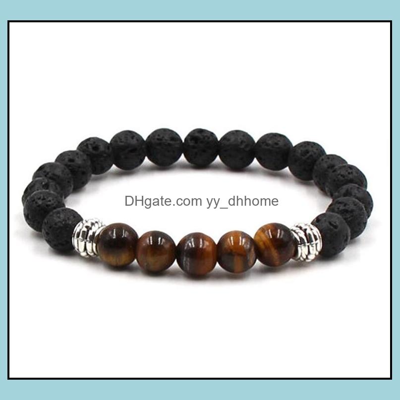 

Beaded Strands Bracelets Jewelry New Yoga Lava Rock Beaded Turquoise Weathering Agate Gold Plated Bangles For Women Men Gift Ship Drop De