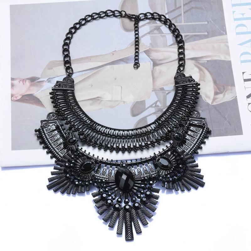 

Chokers Luxury Black Metal Chain Necklace Fashion Brand Bib Chunky Maxi Statement For Women Party JewelryChokers
