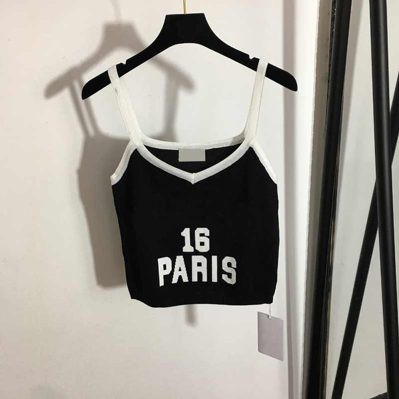 

Girls Jacquard Vest Tanks Summer Sleeveless Knit Vests Women Breathable Designer Tops Fashion Letters Cotton Camis Tee, White