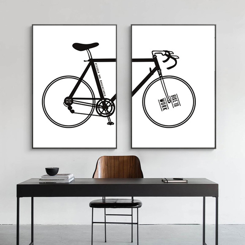 

Nordic Black And White Fashion Bike Canvas Painting Posters and Prints Scandinavian Wall Art Pictures For Kids Study Room Decor