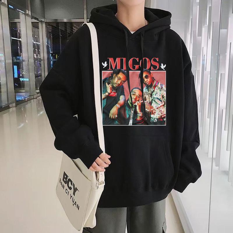 

Men' Hoodies & Sweatshirts 90s Hip Hop Rapper Band Migos Graphic Hoodie Vintage Men Casual Hooded Fashion Streetwear Pullovers Unisex Track, Orange