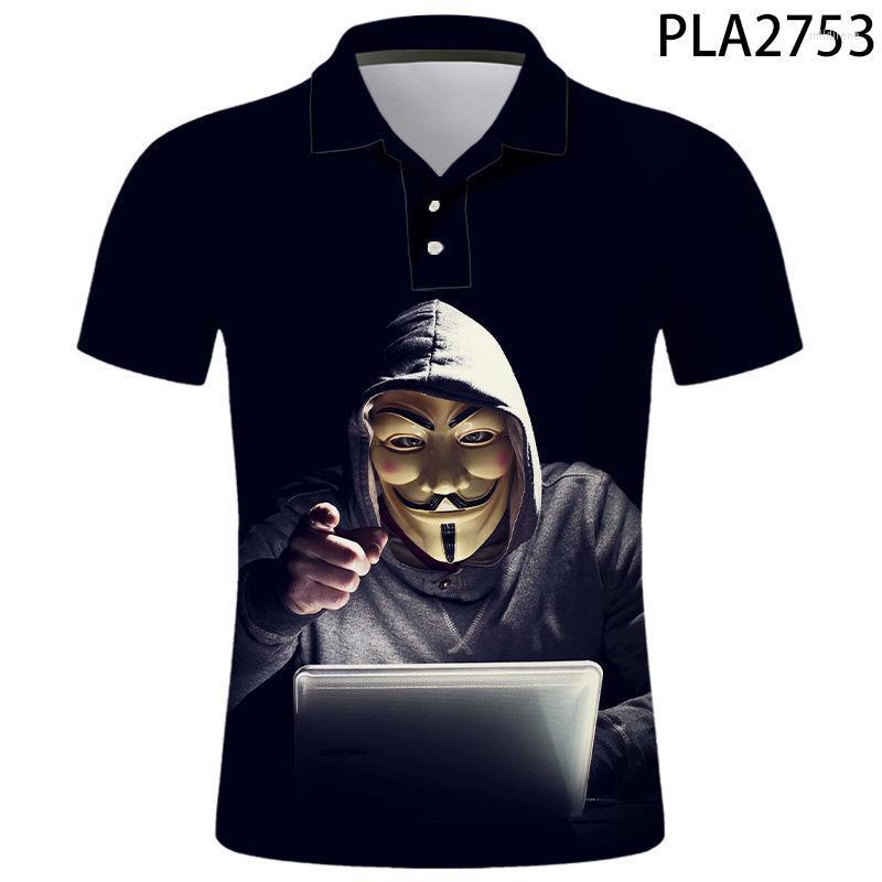 

Men's Polos Summer Mask 3D Print Shirt Men Fashion Camisas Streetwear Casual Harajuku Hombres Short Sleeve Ropa De Hombre TopsMen's Men'sMen, Pla2746