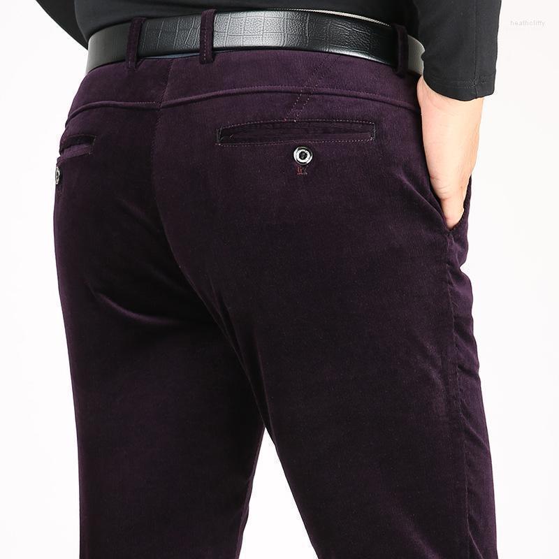 

Men's Pants Autumn Winter Straight Slim Casual Corduroy Men High Waist Trousers Quality Thick Elastic Cotton Size 42Men's Heat22, 551 navy