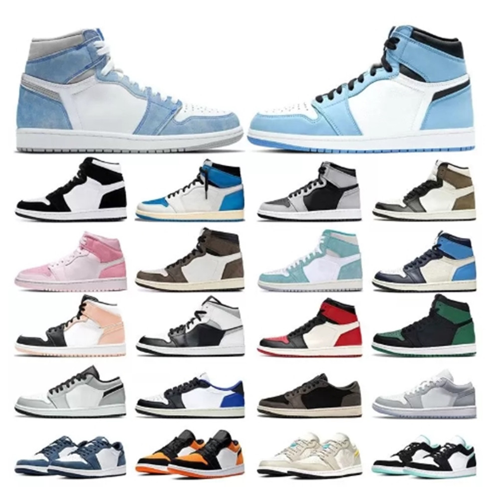 Jumpman Men Basketball Chaussures Jorda 1 Og 1s Lakers University Low Blue Hyper Royal Dark Mocha Shadow 2.0 Obsidian Twist Silver Toe UNC WEMPS