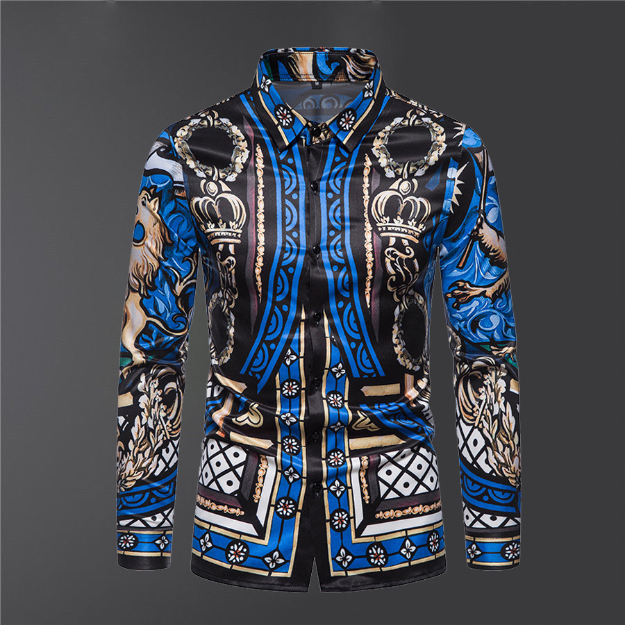 

22 Designers shirts Mens dresses Fashion T Shirts Long sleeve geometric animal Image printing Fit T-shirts Luxurys Tops Clothes vercace shirt European 3XL/4XL