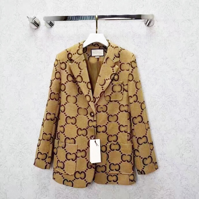 

B-139 fashion women suit designer clothes blazer with full letters 2022 spring new released tops, Brown