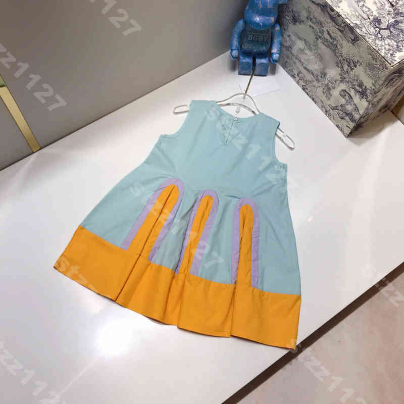 Designer Girls Tanks sans manches robe chemise mode bébé vêtements enfants enfants A-Line Robes solides Shirt Princesse Pliped Jirt Logo D..R Sum