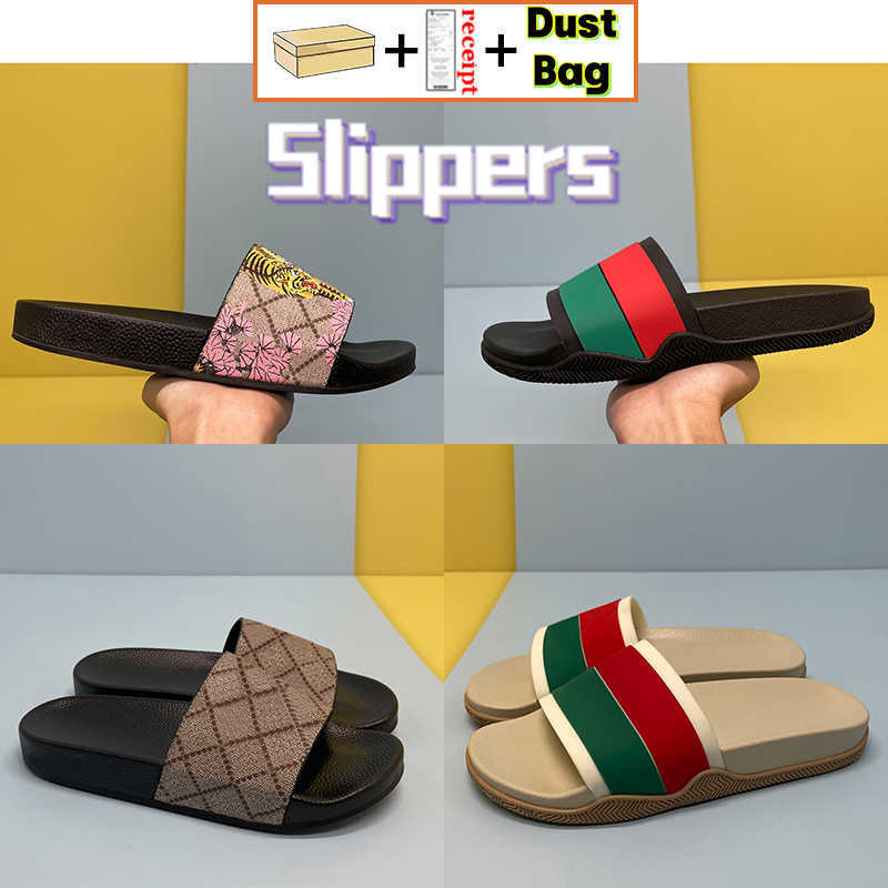 Fashion Slippers Men Women Slides Stripe Slide Rubber Black Web Sandals Bloom Interlocking G Leather Matelasse Red Mens Slipper Shoes With