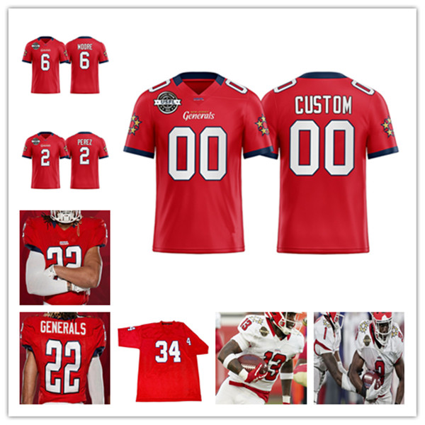

2022 USFL Generals Football Jersey Luis Perez De'Andre Johnson KaVontae Turpin Randy Satterfield Shalom Luani Chris Orr Darius Victor Trey Williams Tyshun Render, Man red
