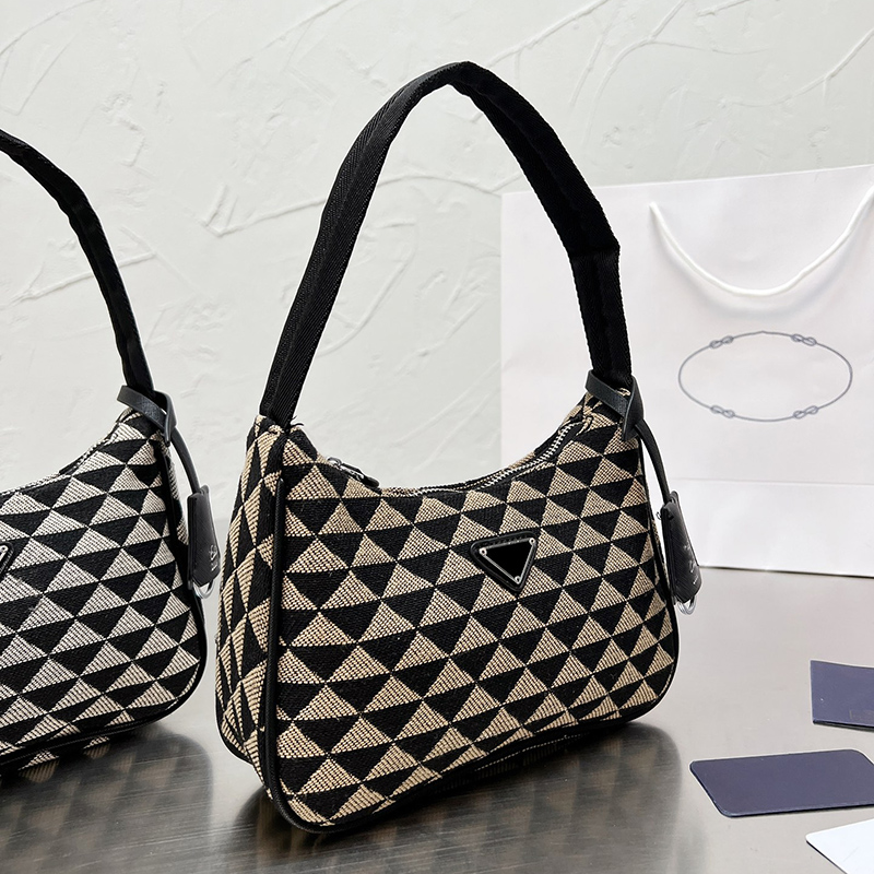 

Designer Hobo Embroidered Canvas Shoulder Bag Italy Milano Women Triangular Embroidery Shopping Handbags Lady Half Moon Underarm Handbag, Khaki